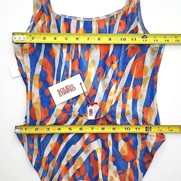 SOLID & STRIPED Luela Leopard Zebra Blue Orange Print Mesh Swimsuit Sz  Medium - Picture 14 of 14